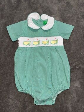 Green Gingham Smocked Baby Bubble-Masters